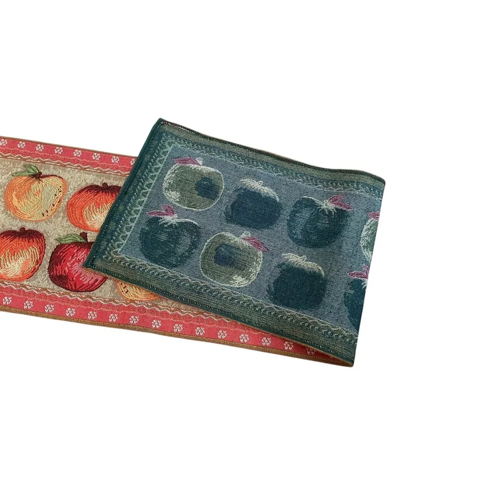 Apple Tapestry Table Runner Fall Kitchen Decor 70x13 Inch‎ Vintage Style
